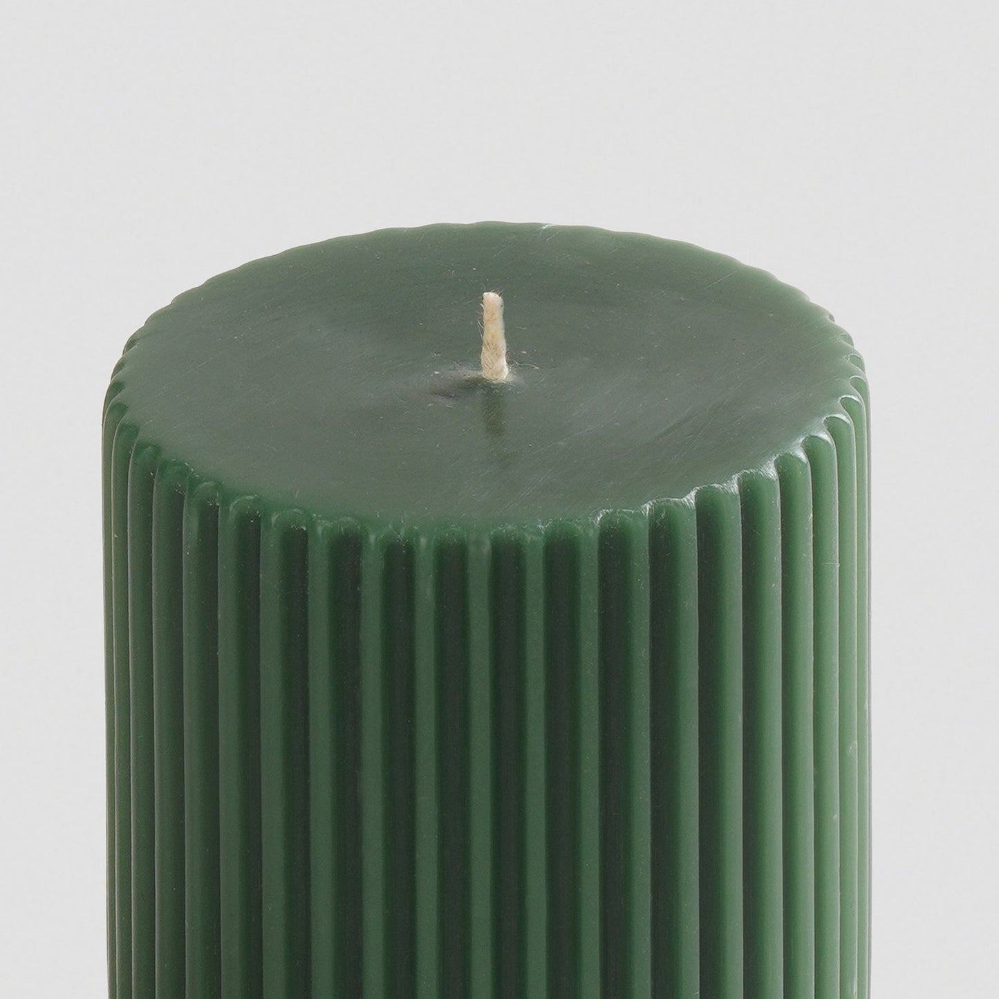 Green Ribbed Pillar Candle