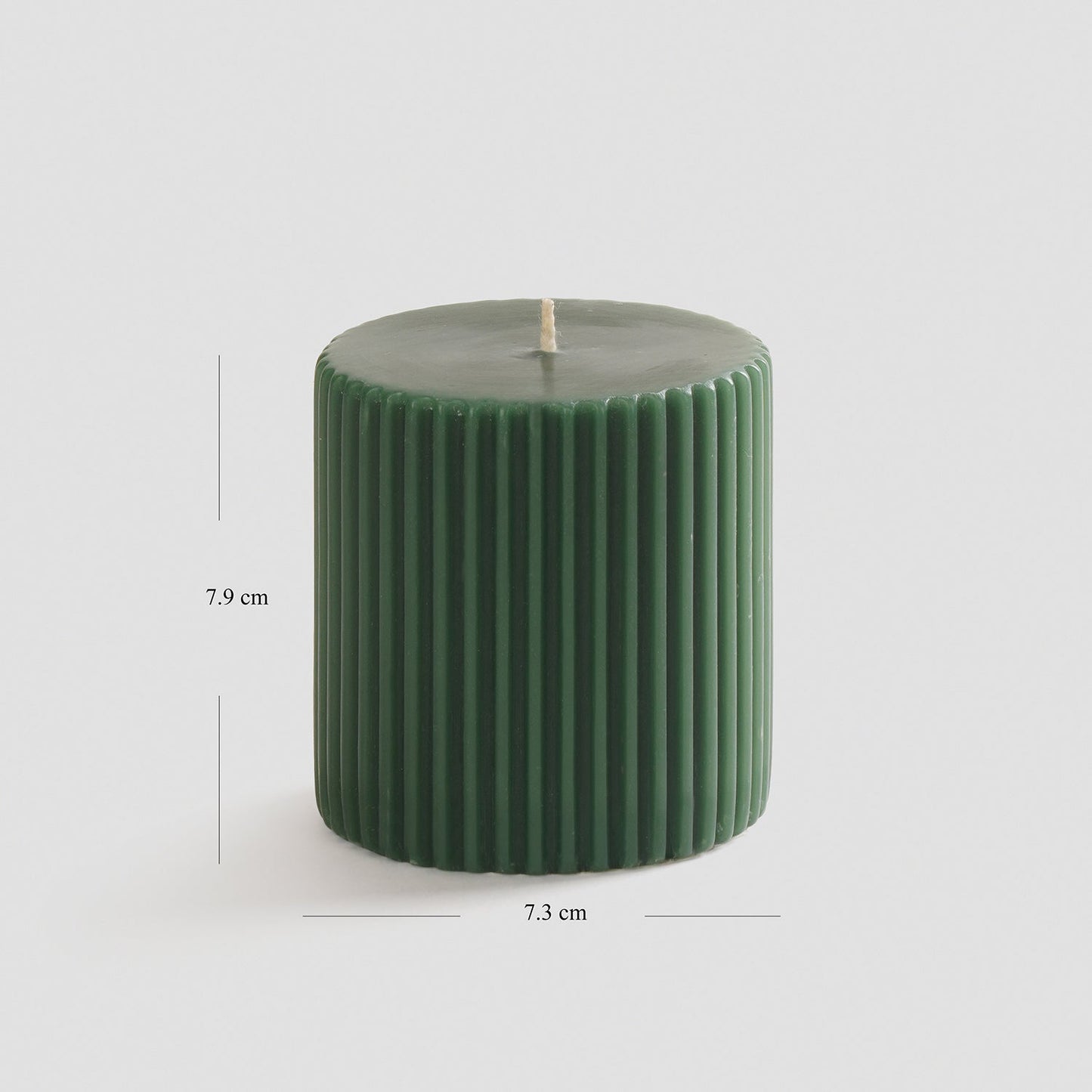 Green Ribbed Pillar Candle