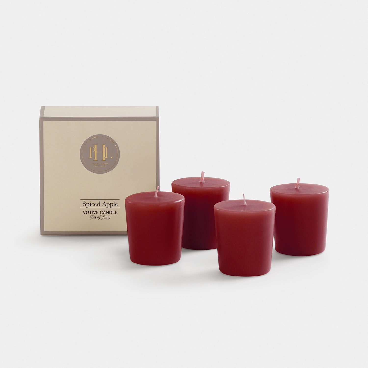 Set Of 4 Red Spiced Apple Votive Candles