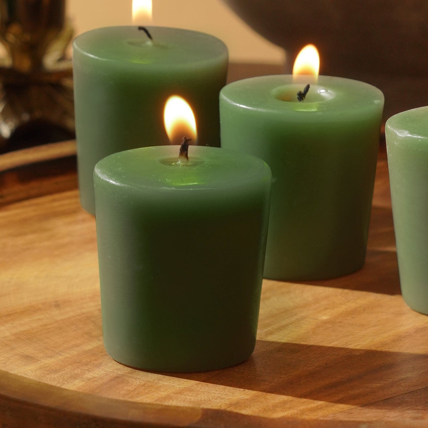 Set Of 4 Green Spiced Apple Votive Candles