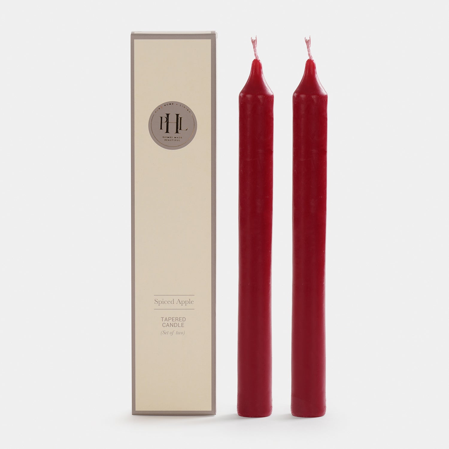 Set of 2 Red Spiced Apple Tapered Candles