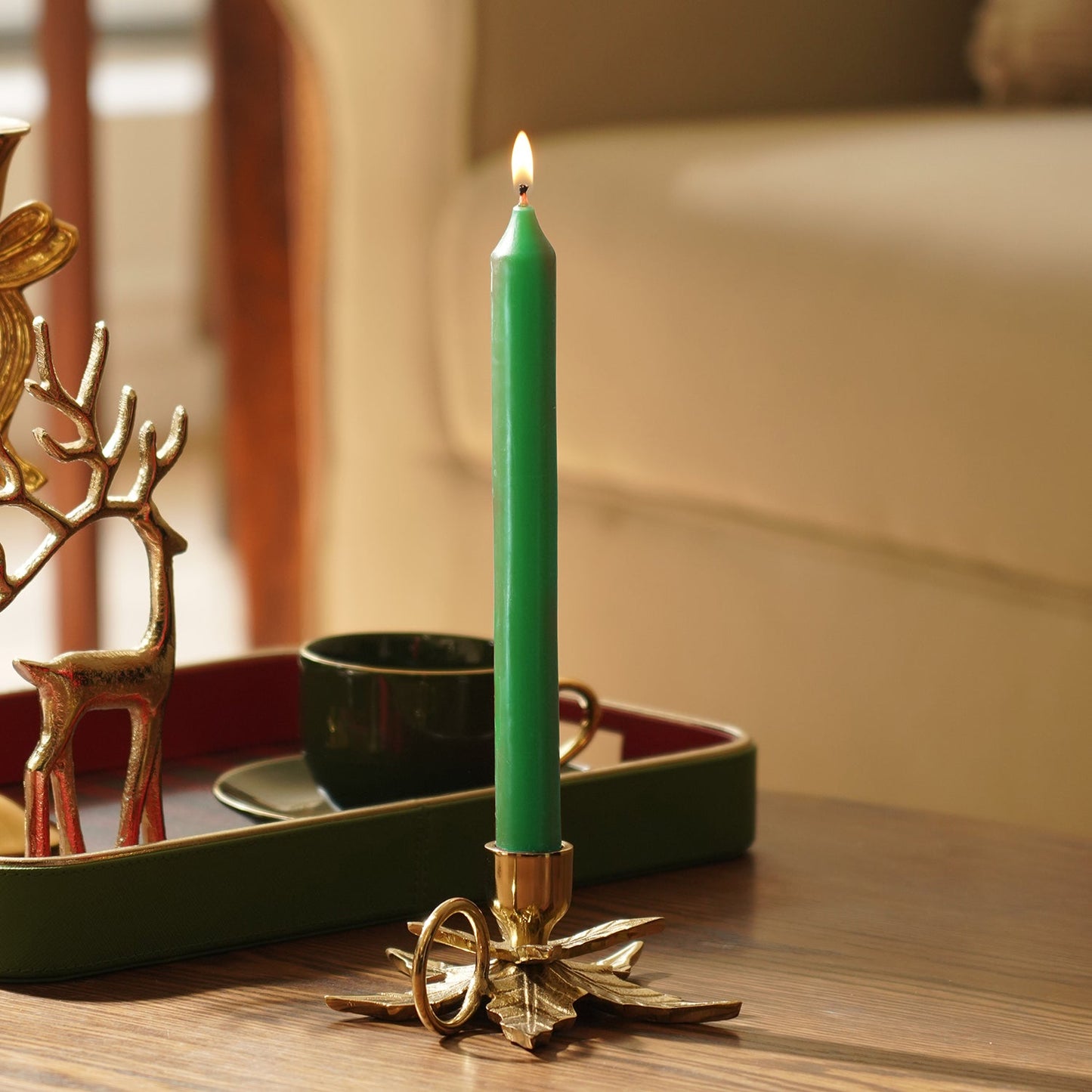 Set of 2 Green Spiced Apple Tapered Candles