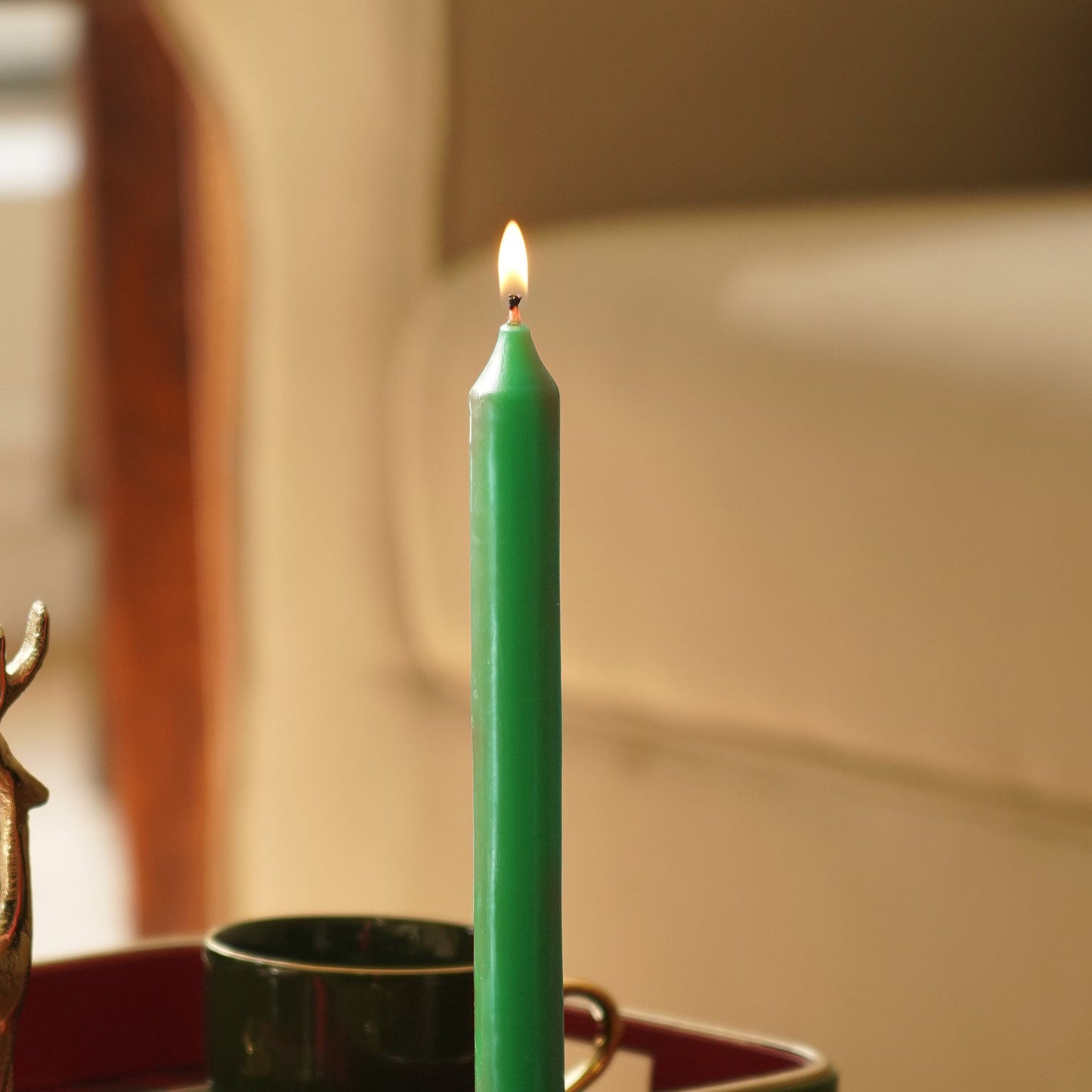Set of 2 Green Spiced Apple Tapered Candles