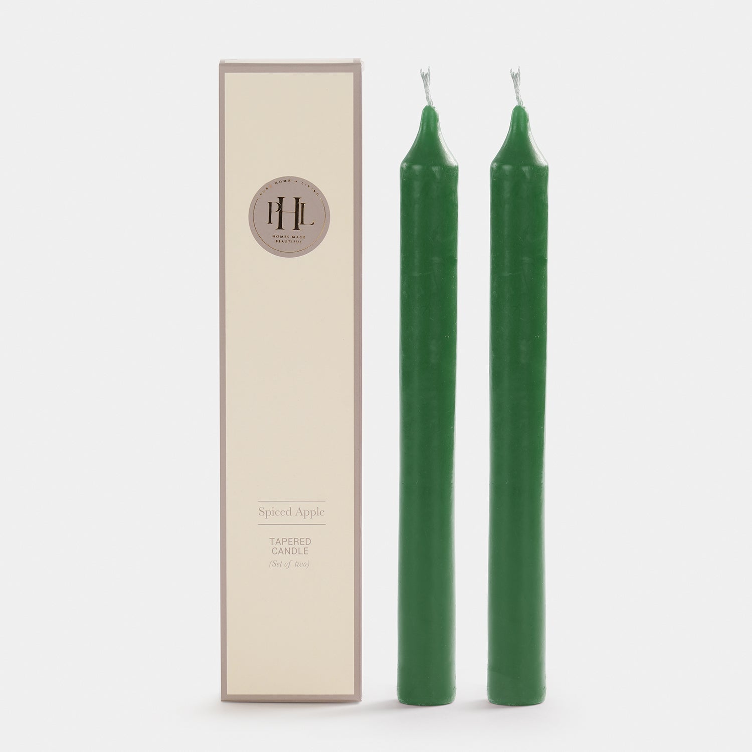 Set of 2 Green Spiced Apple Tapered Candles