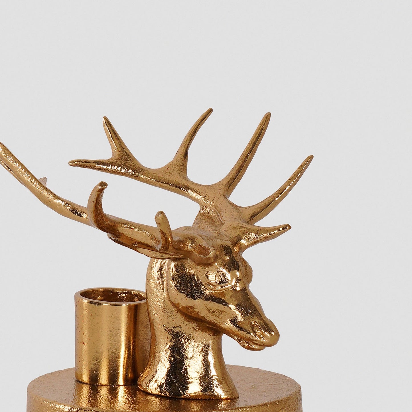 Gold Reindeer Head Tapper Metal Candle Stand