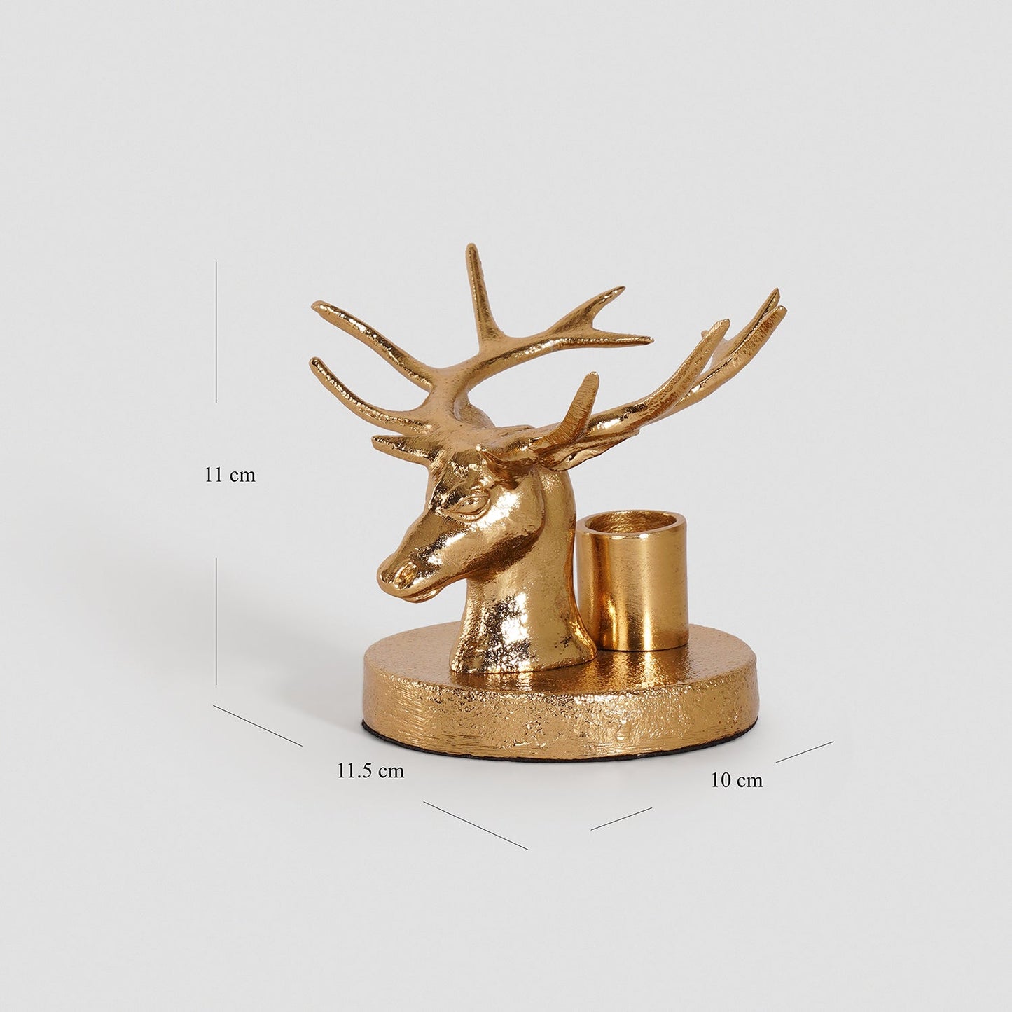 Gold Reindeer Head Tapper Metal Candle Stand