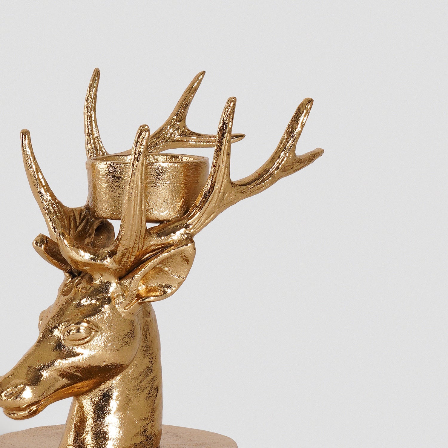 Gold Metal Reindeer Tealight Holder