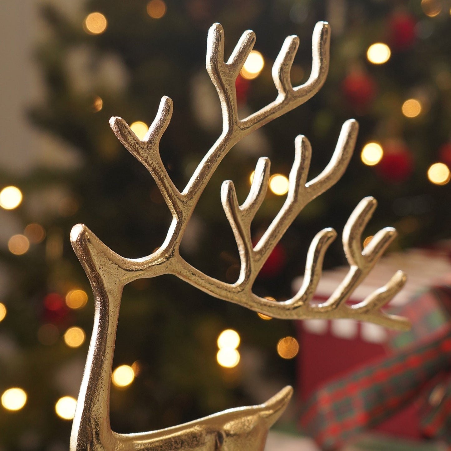 Gold Reindeer Metal Tealight Holder
