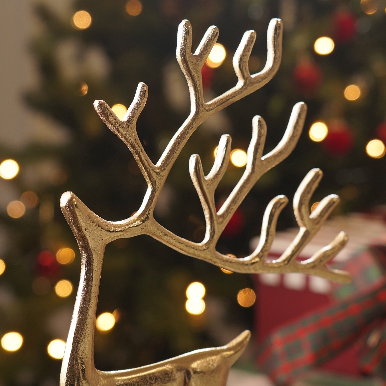 Gold Reindeer Metal Tealight Holder