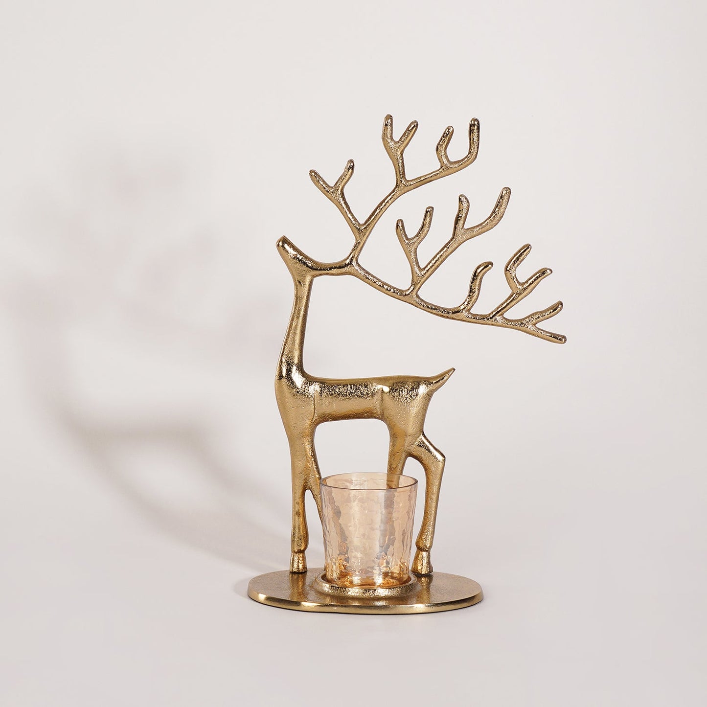Gold Reindeer Metal Tealight Holder