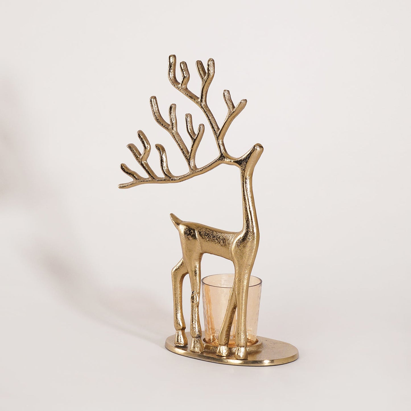 Gold Reindeer Metal Tealight Holder