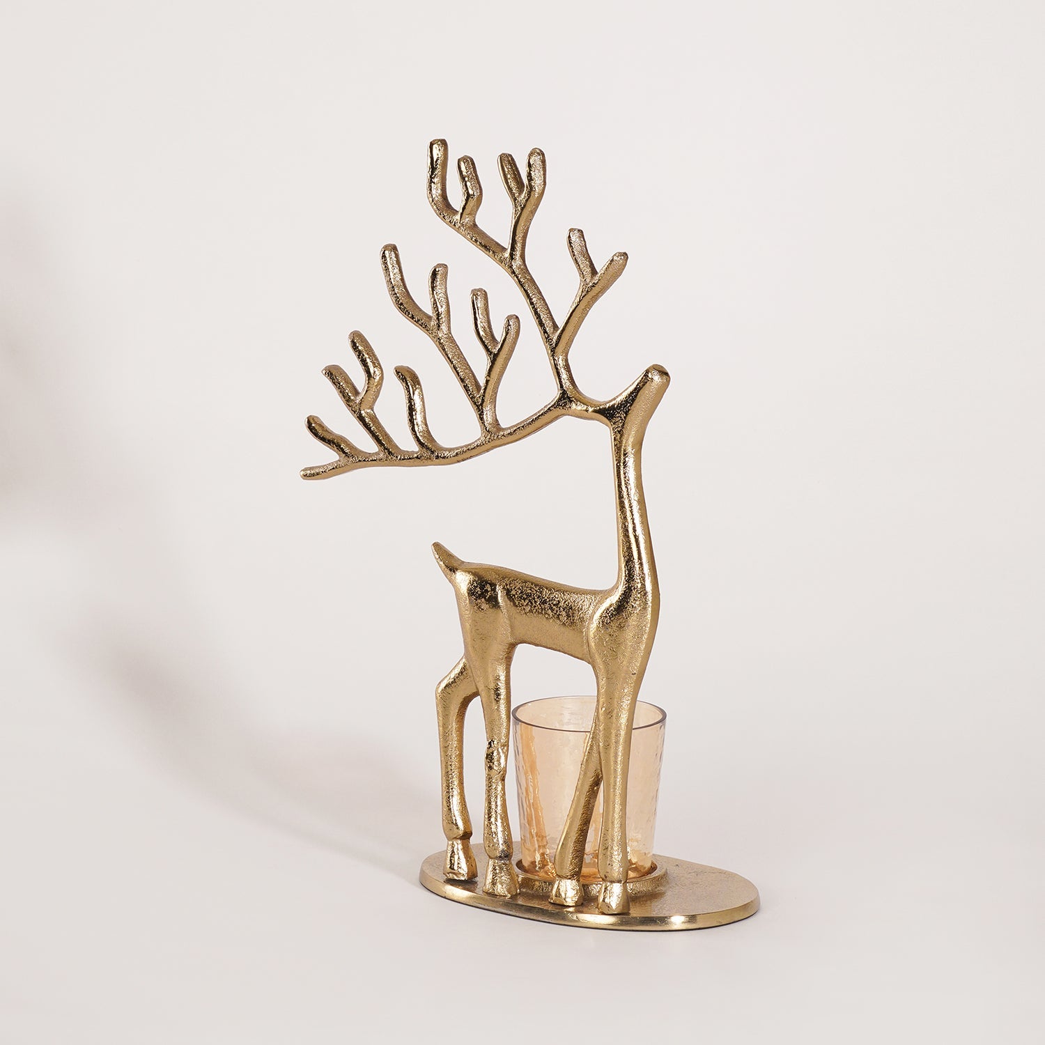 Gold Reindeer Metal Tealight Holder