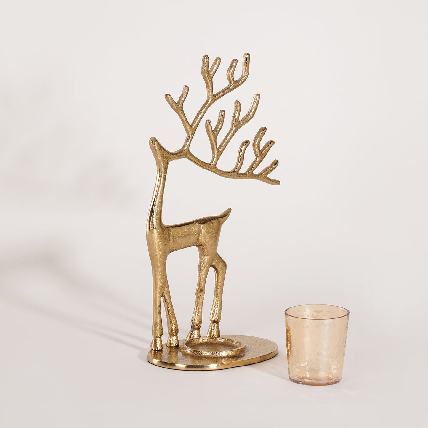Gold Reindeer Metal Tealight Holder