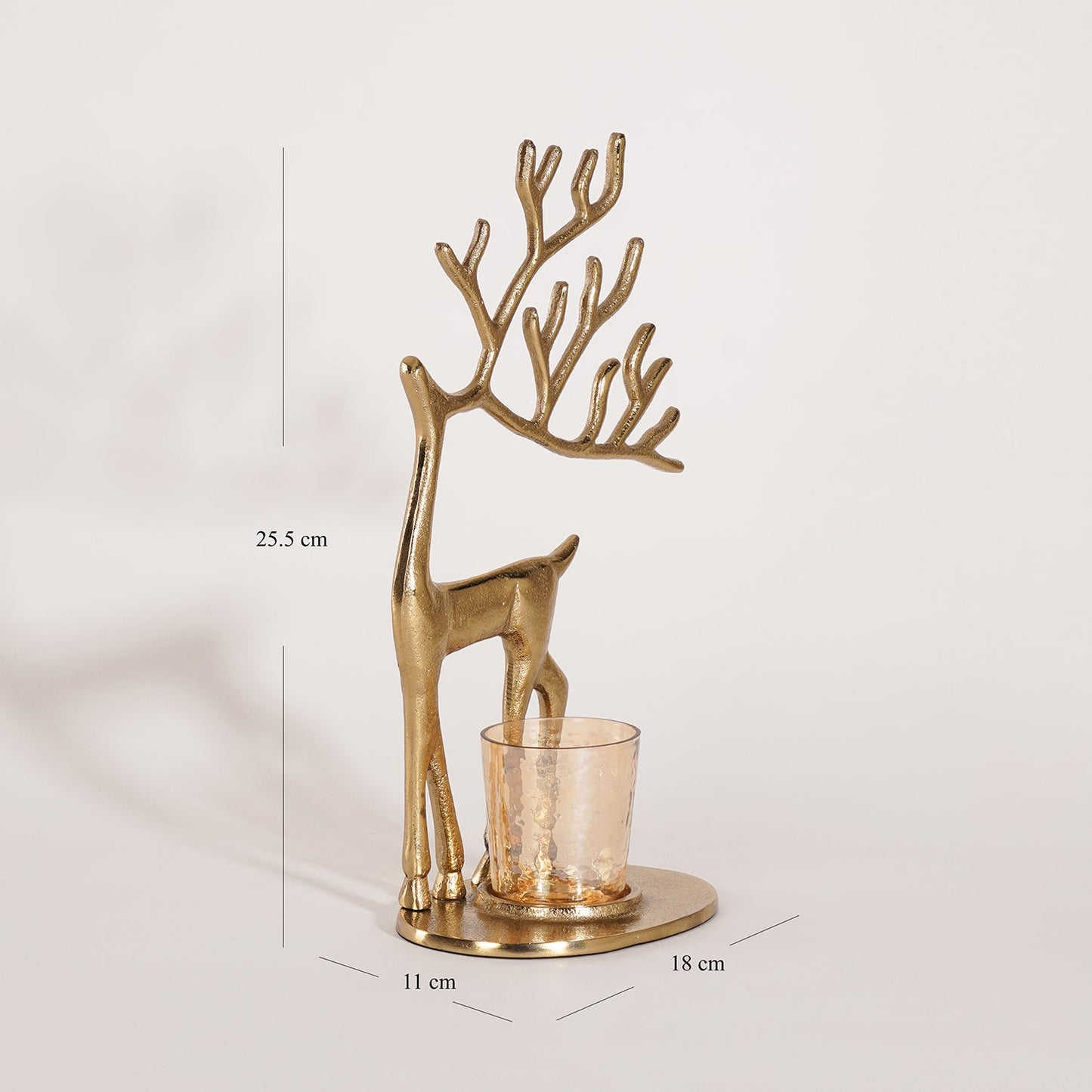 Gold Reindeer Metal Tealight Holder