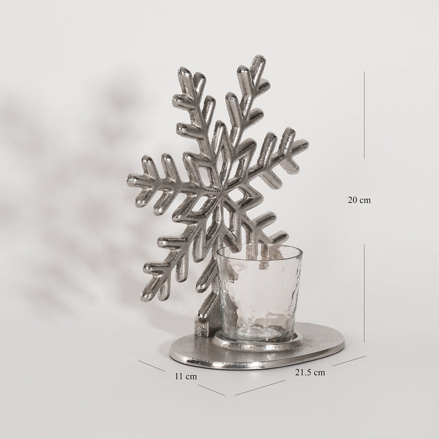 Silver Metal Snowflake with Hammered Tealight Holder