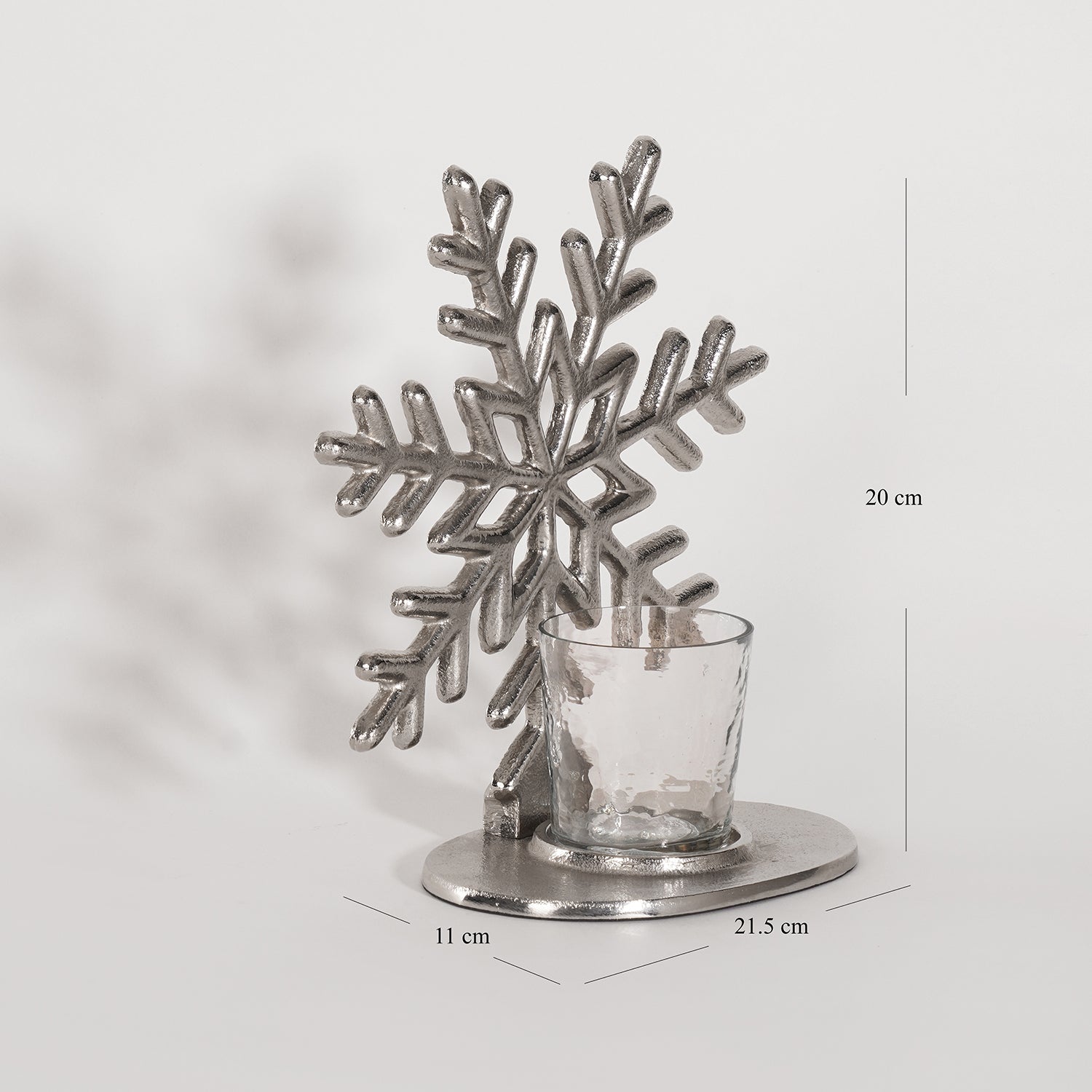 Silver Metal Snowflake with Hammered Tealight Holder