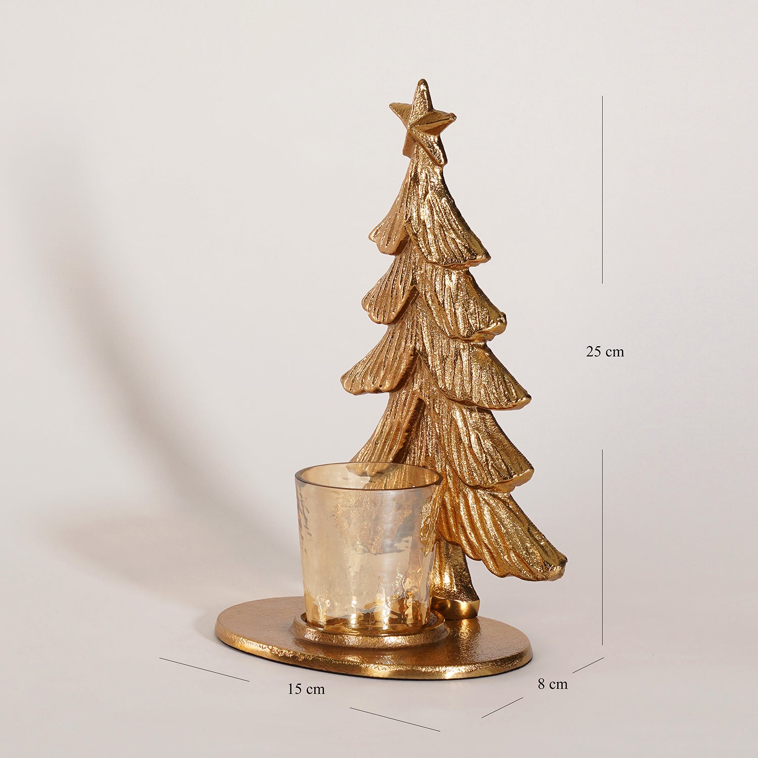 Gold Metal Christmas Tree with Hammered Tealight Holder