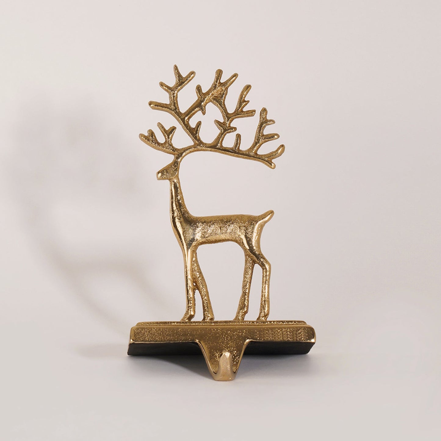 Gold Metal Reindeer Stocking Holder - Small