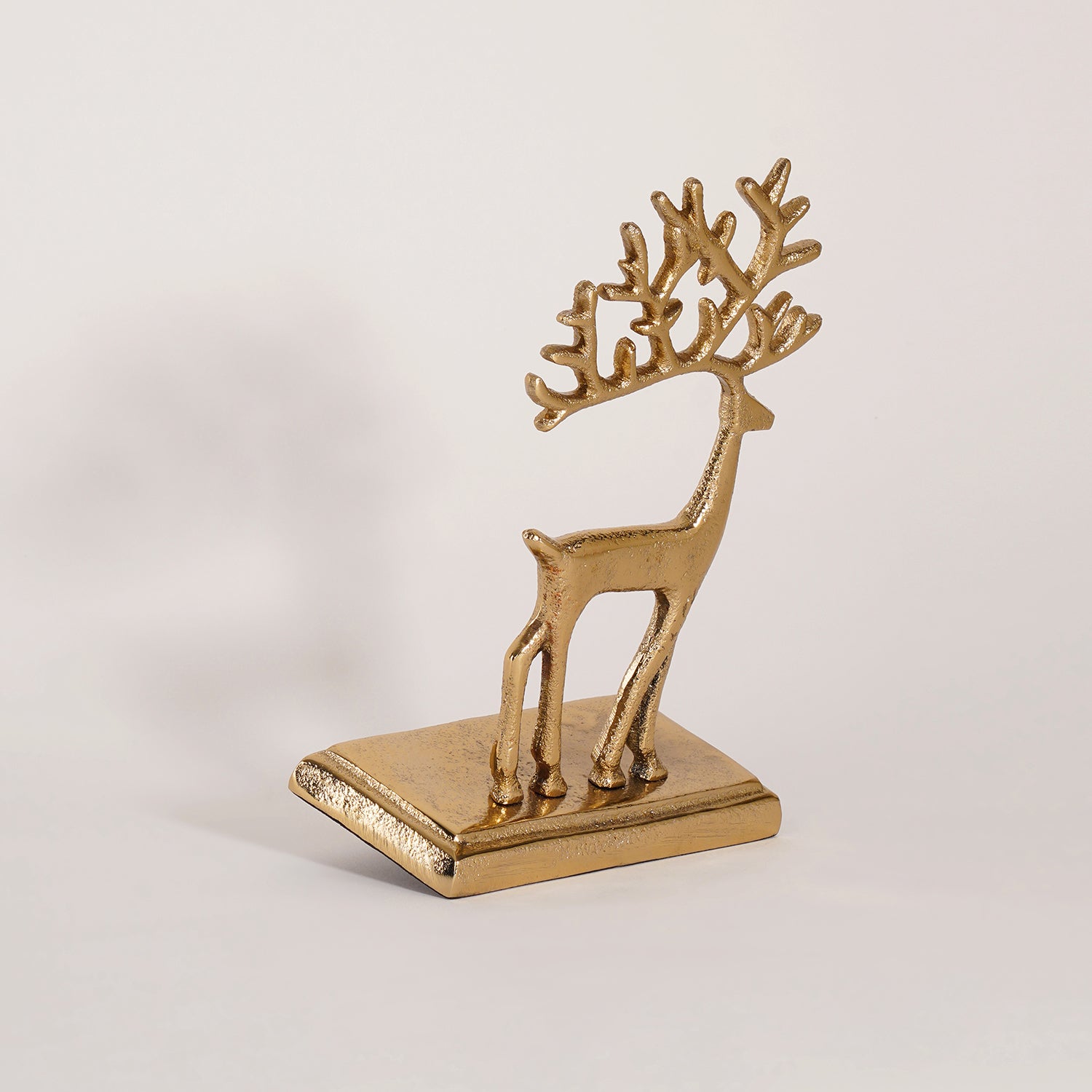 Gold Metal Reindeer Stocking Holder - Small