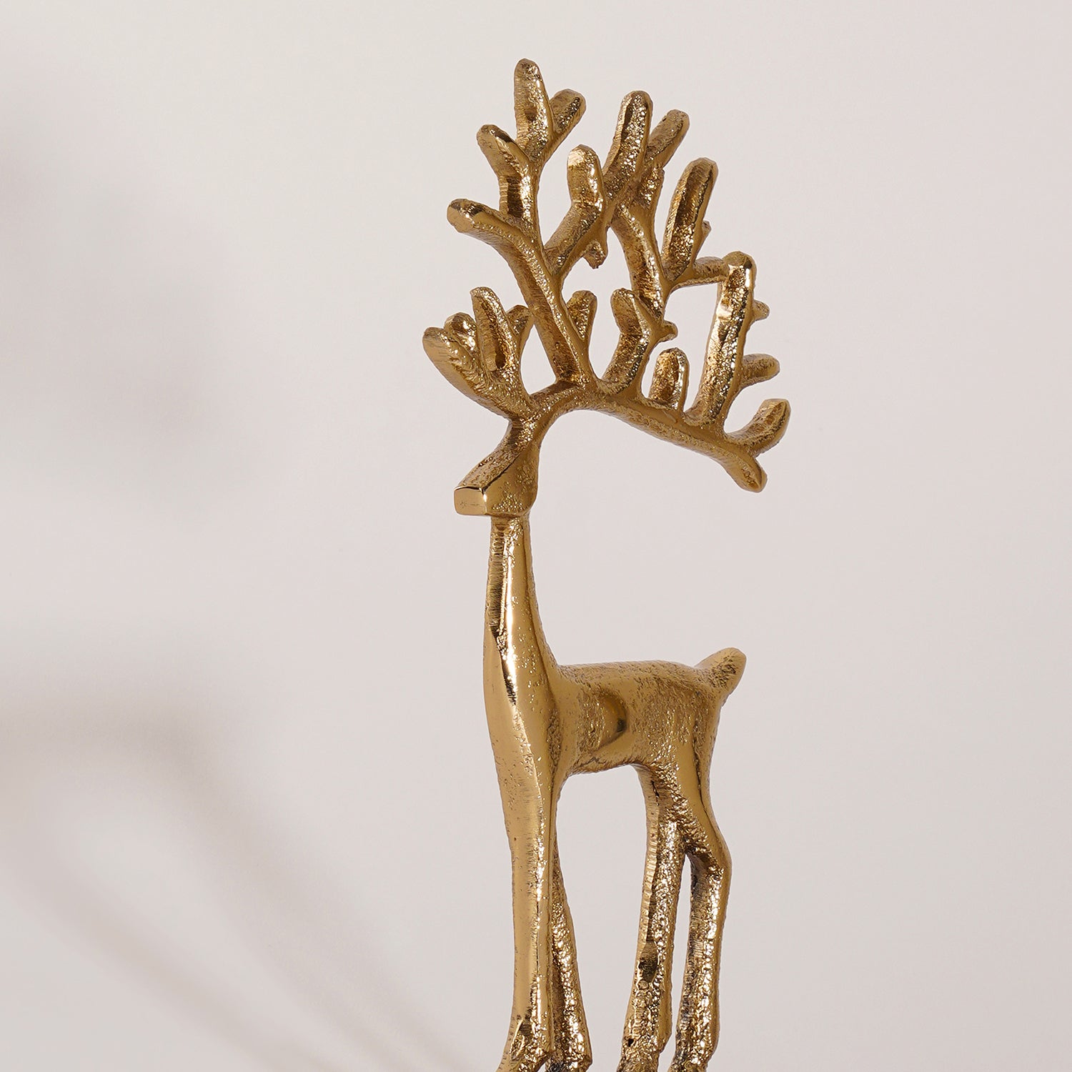 Gold Metal Reindeer Stocking Holder - Small