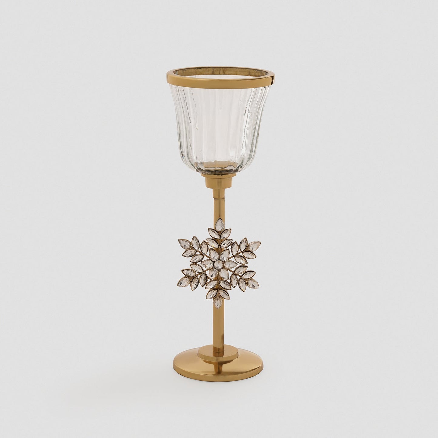 Gold Metal Hurricane with Embellished Snowflake - Small