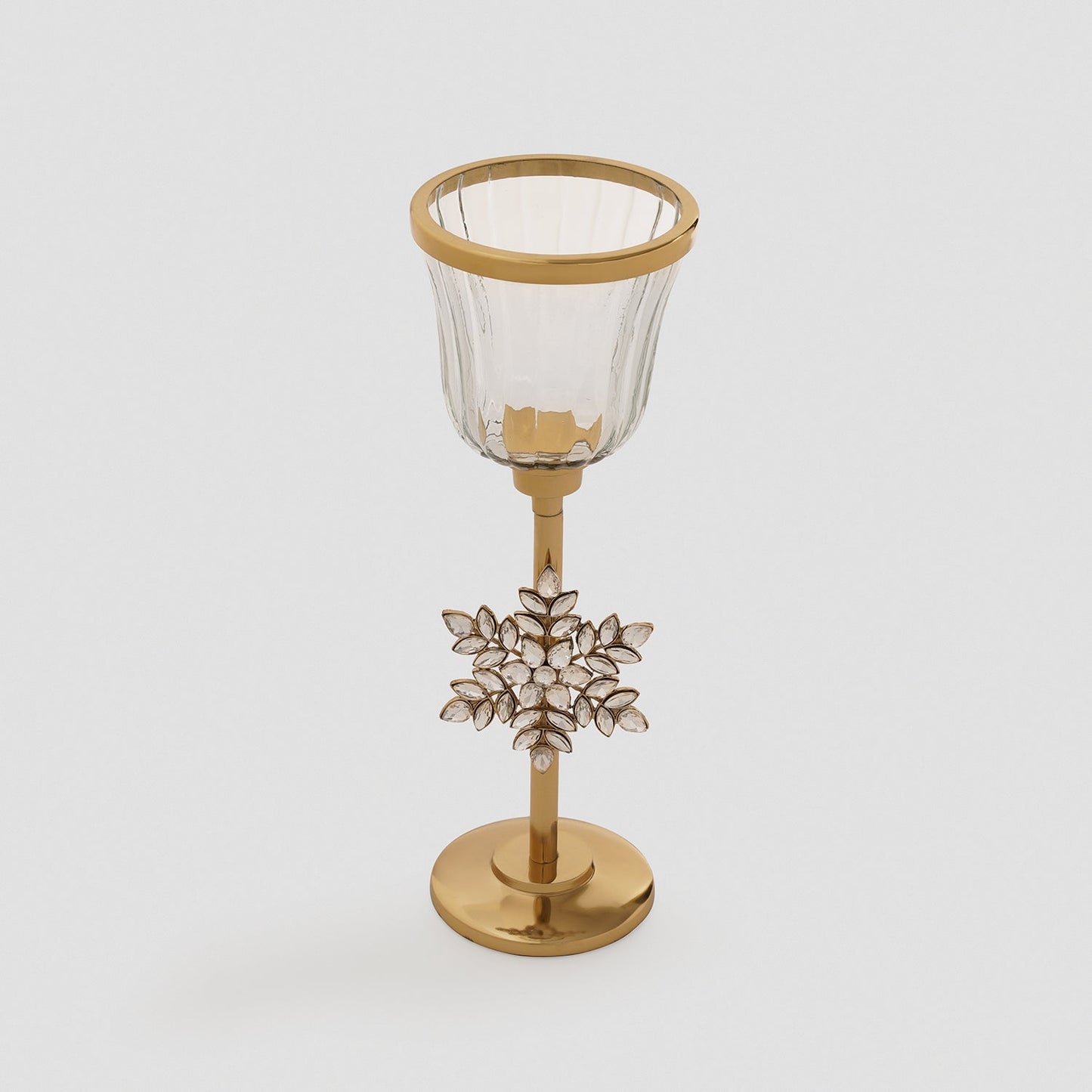Gold Metal Hurricane with Embellished Snowflake - Small
