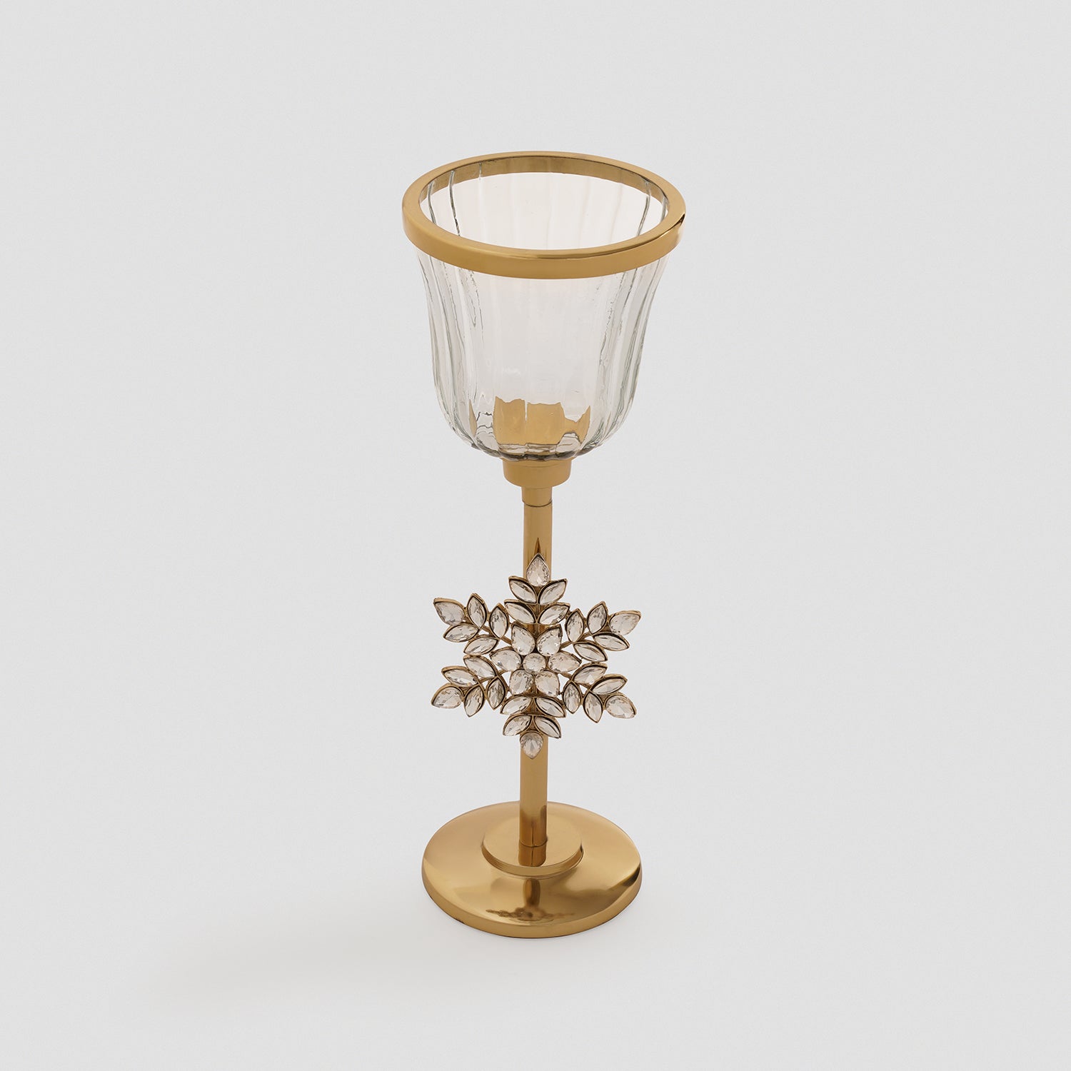 Gold Metal Hurricane with Embellished Snowflake - Small