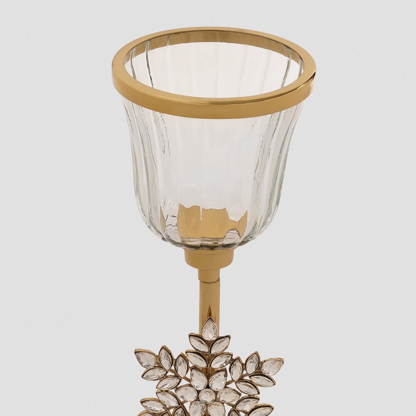 Gold Metal Hurricane with Embellished Snowflake - Small