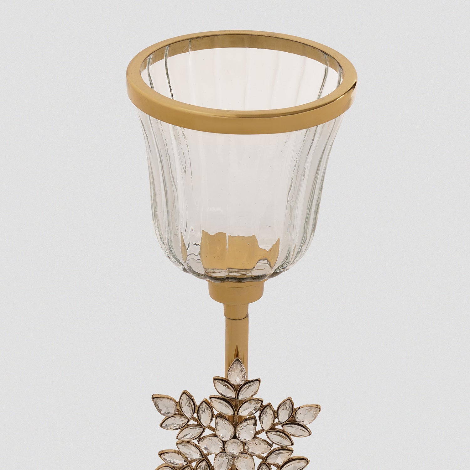 Gold Metal Hurricane with Embellished Snowflake - Small