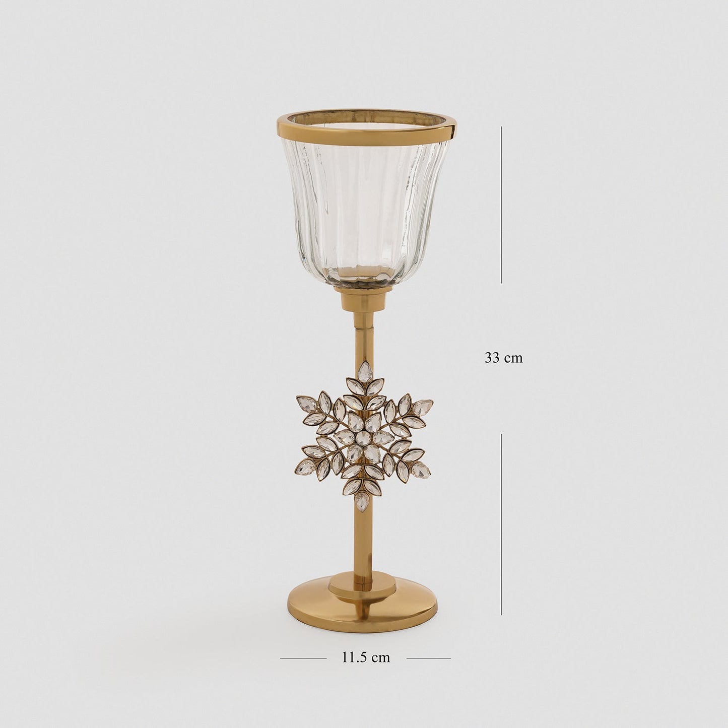 Gold Metal Hurricane with Embellished Snowflake - Small