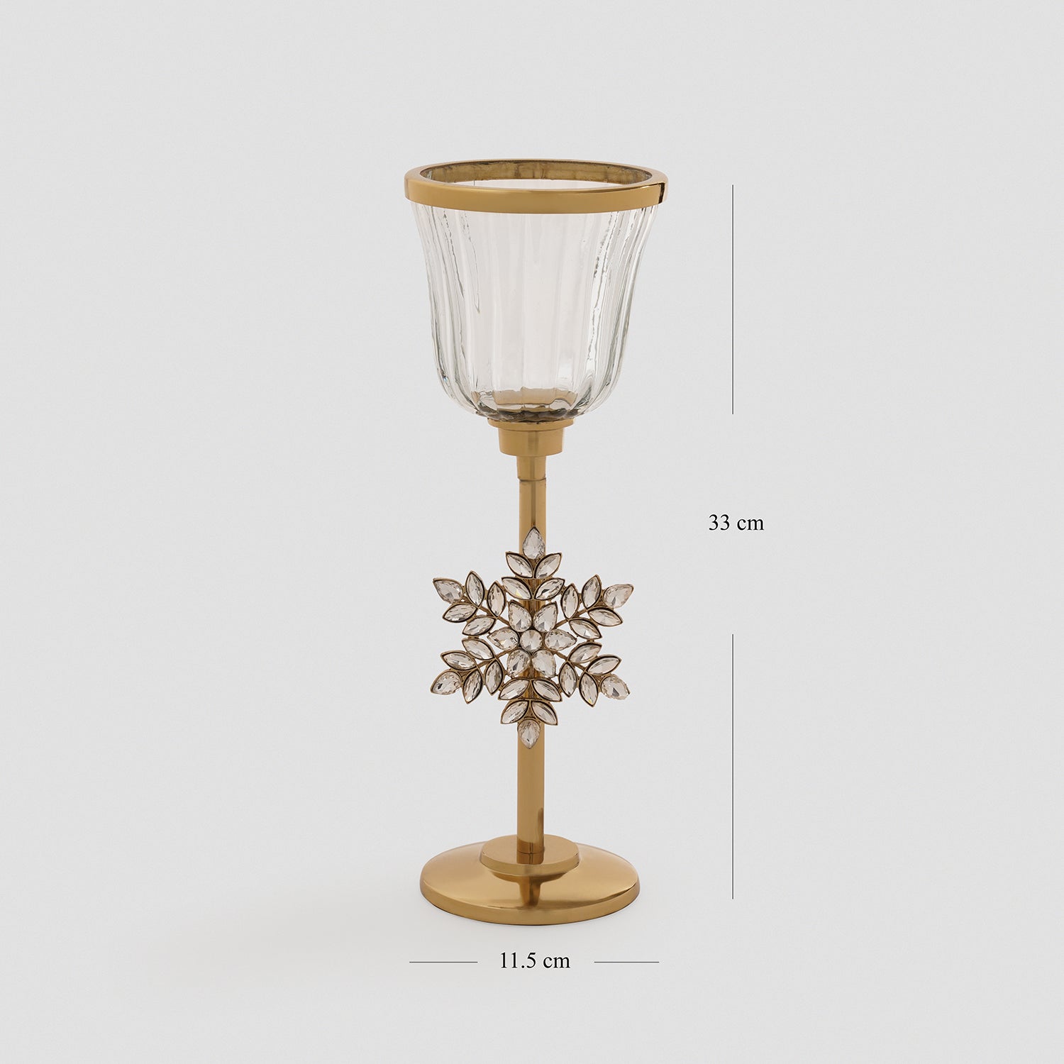 Gold Metal Hurricane with Embellished Snowflake - Small