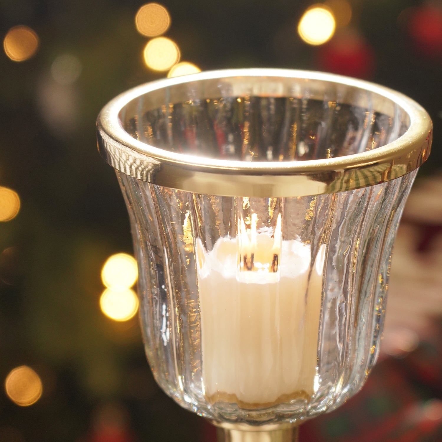Gold Metal Hurricane with Embellished Snowflake - Large