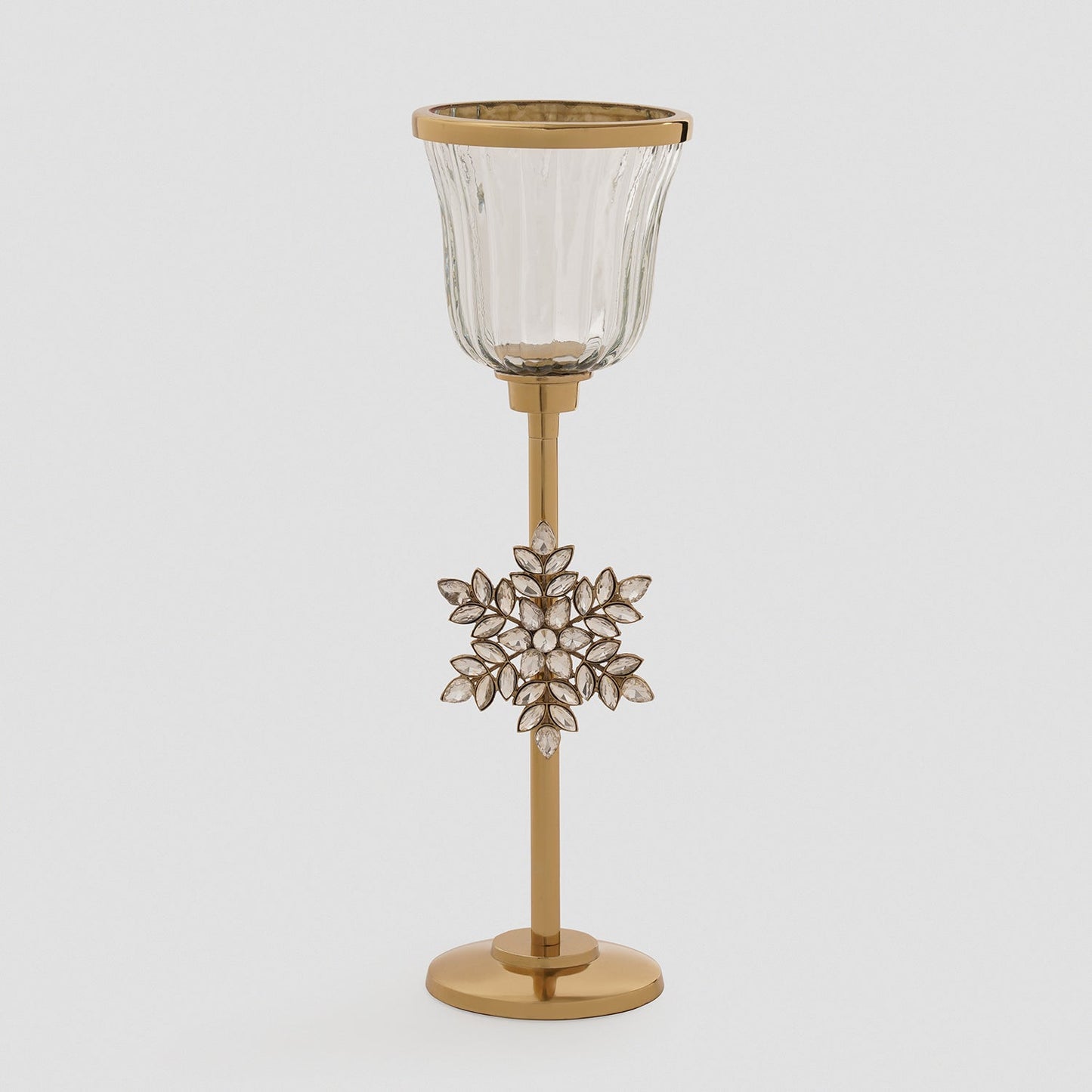 Gold Metal Hurricane with Embellished Snowflake - Large