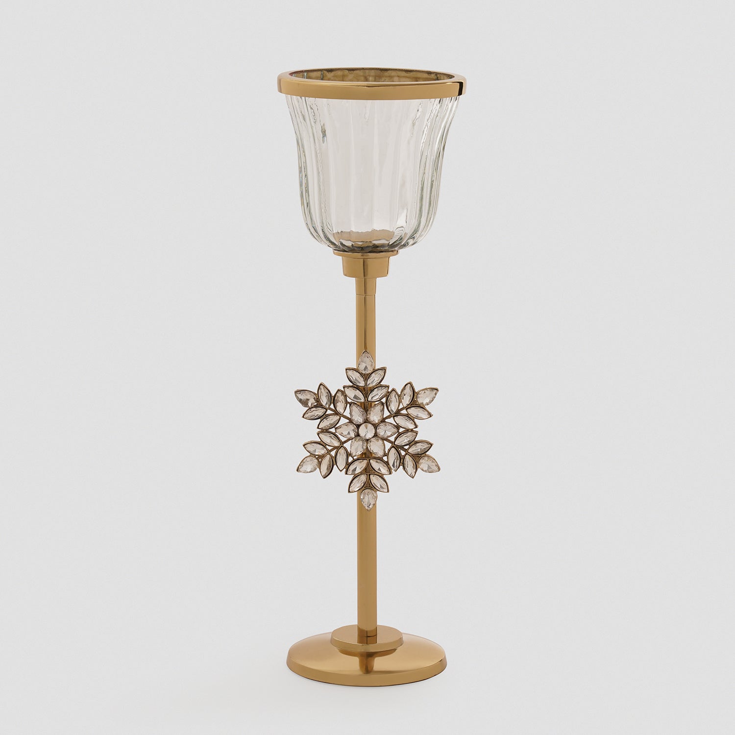 Gold Metal Hurricane with Embellished Snowflake - Large