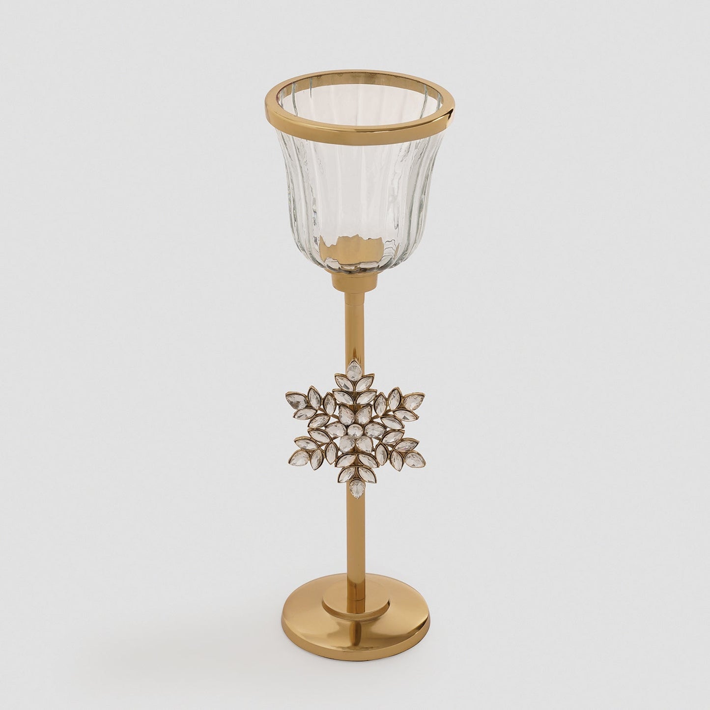 Gold Metal Hurricane with Embellished Snowflake - Large