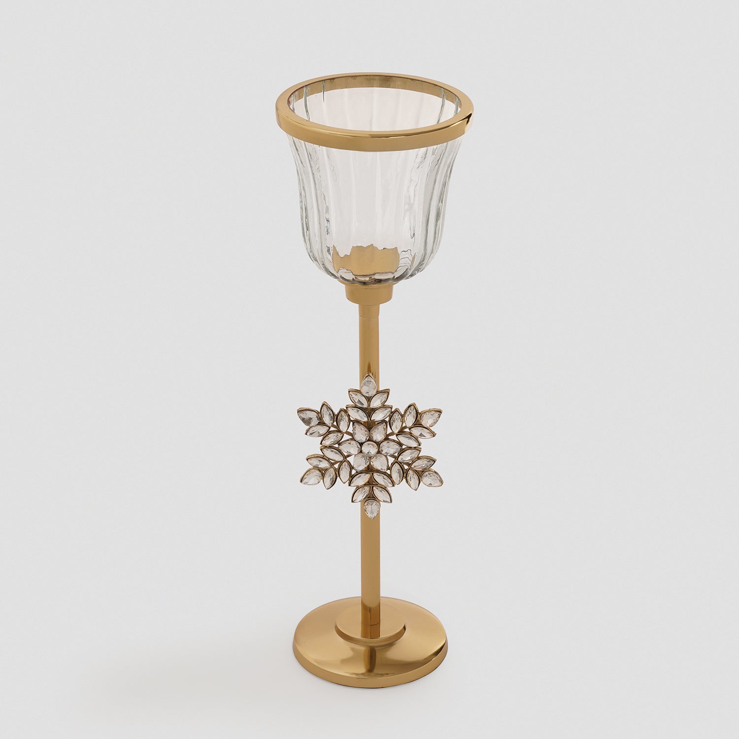 Gold Metal Hurricane with Embellished Snowflake - Large