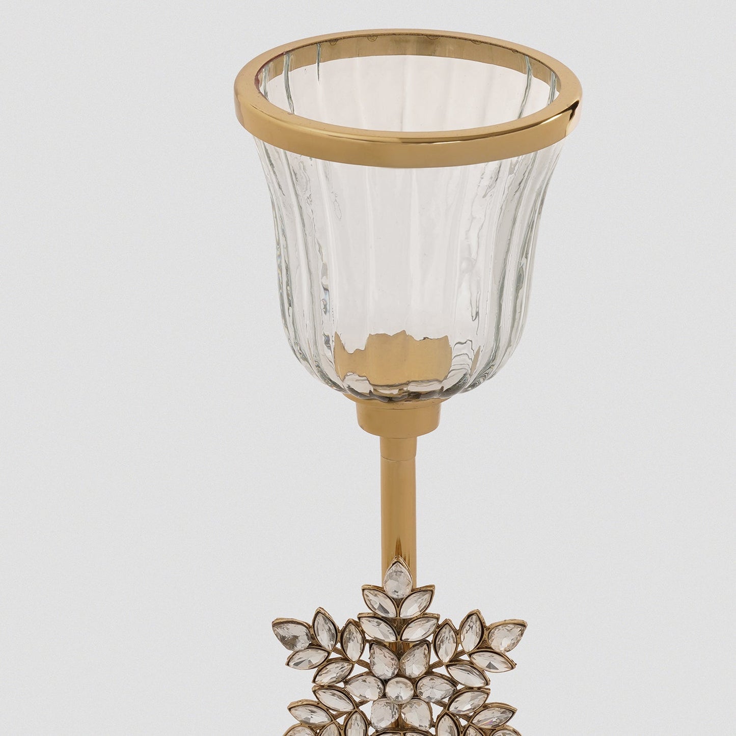 Gold Metal Hurricane with Embellished Snowflake - Large