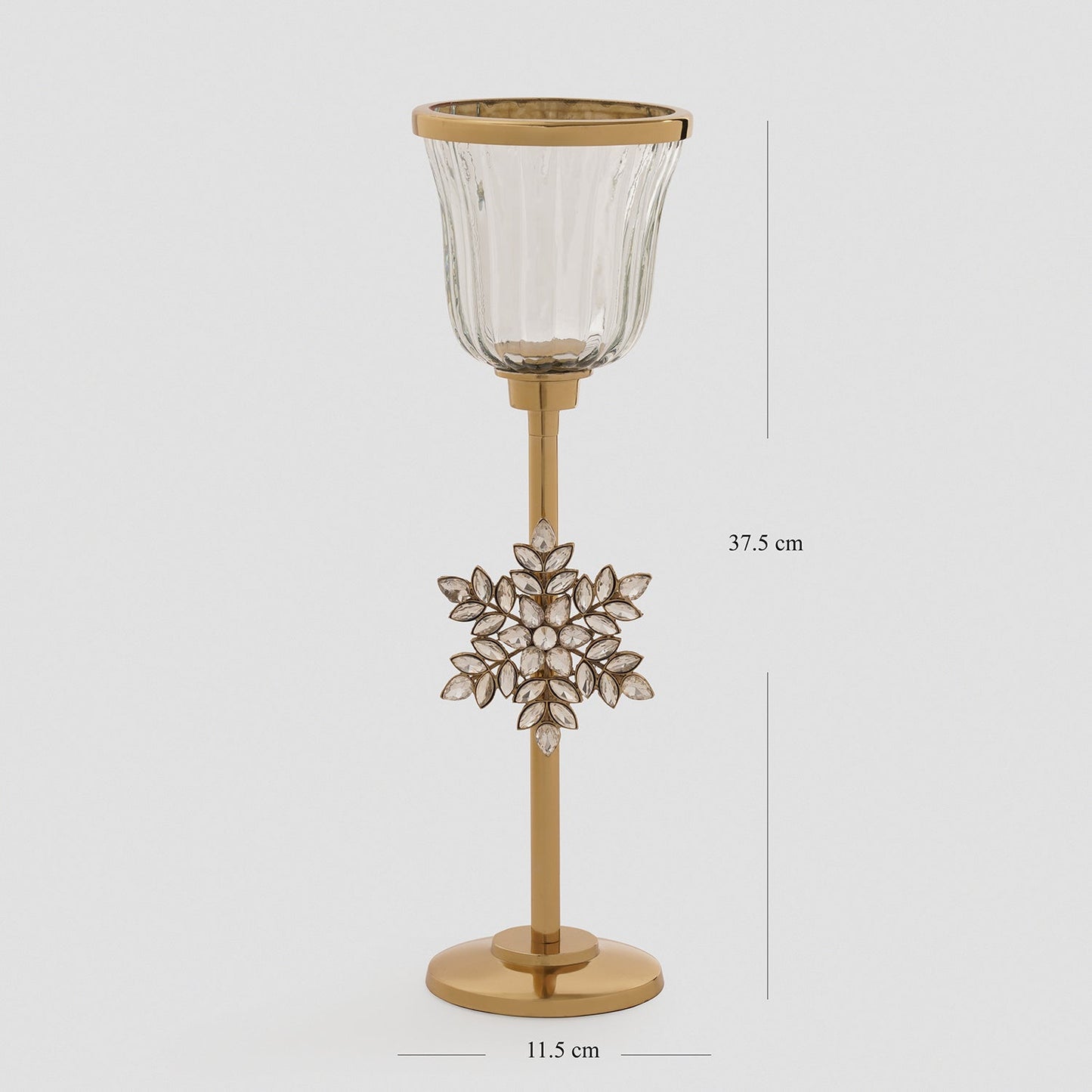 Gold Metal Hurricane with Embellished Snowflake - Large