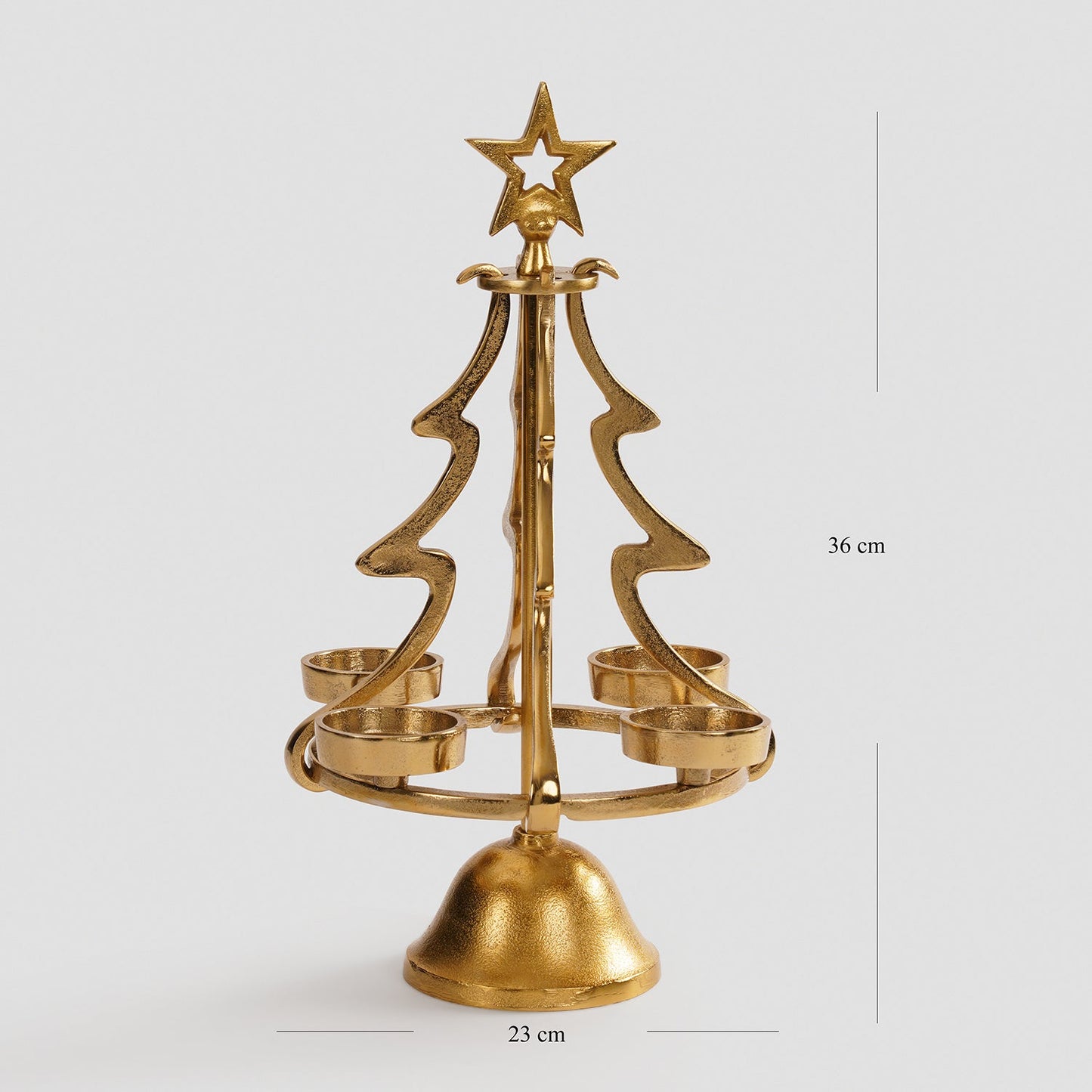 Gold Metal 4 Slot Christmas Tree Tealight Holder