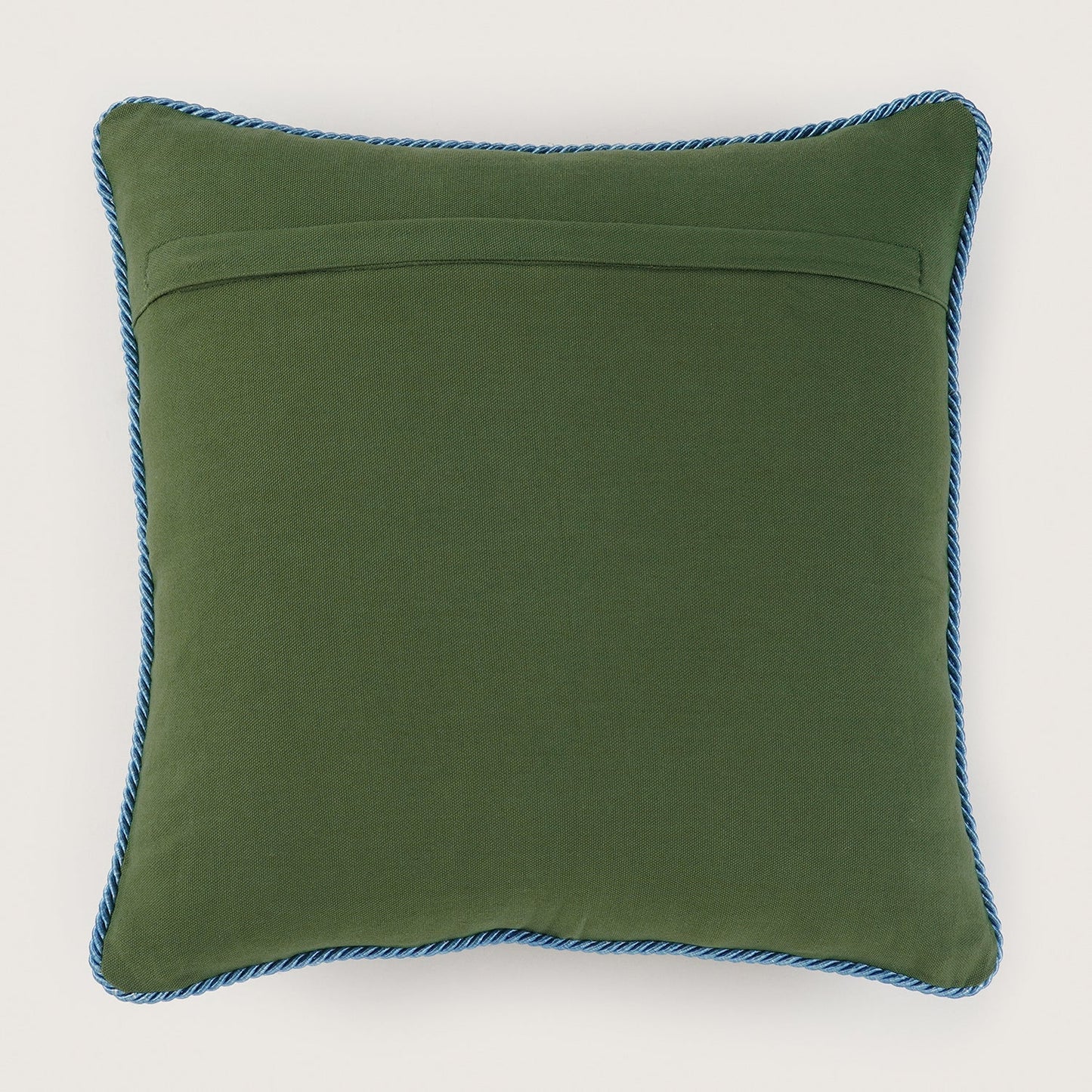 Green Checked Reindeer Embroidered Square Cushion Cover