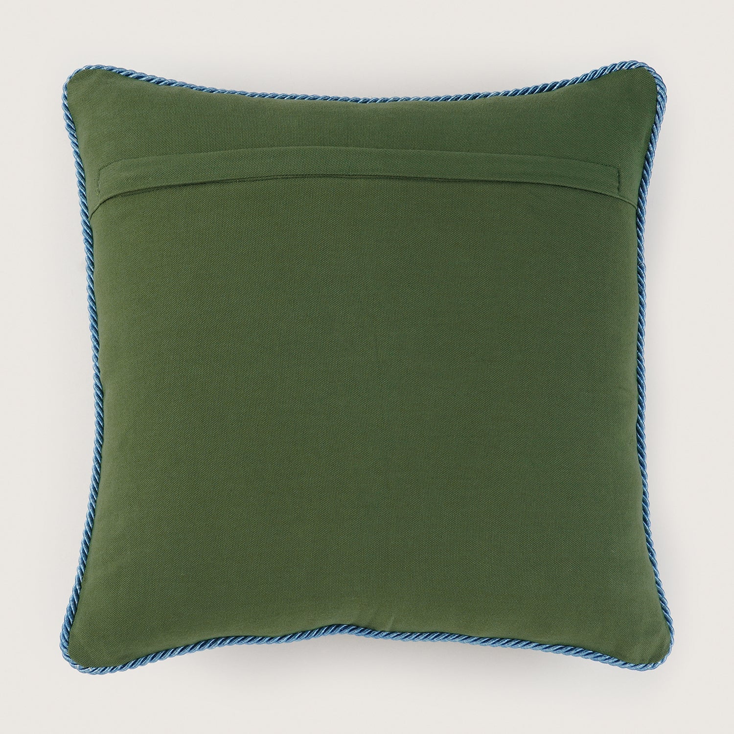 Green Checked Reindeer Embroidered Square Cushion Cover