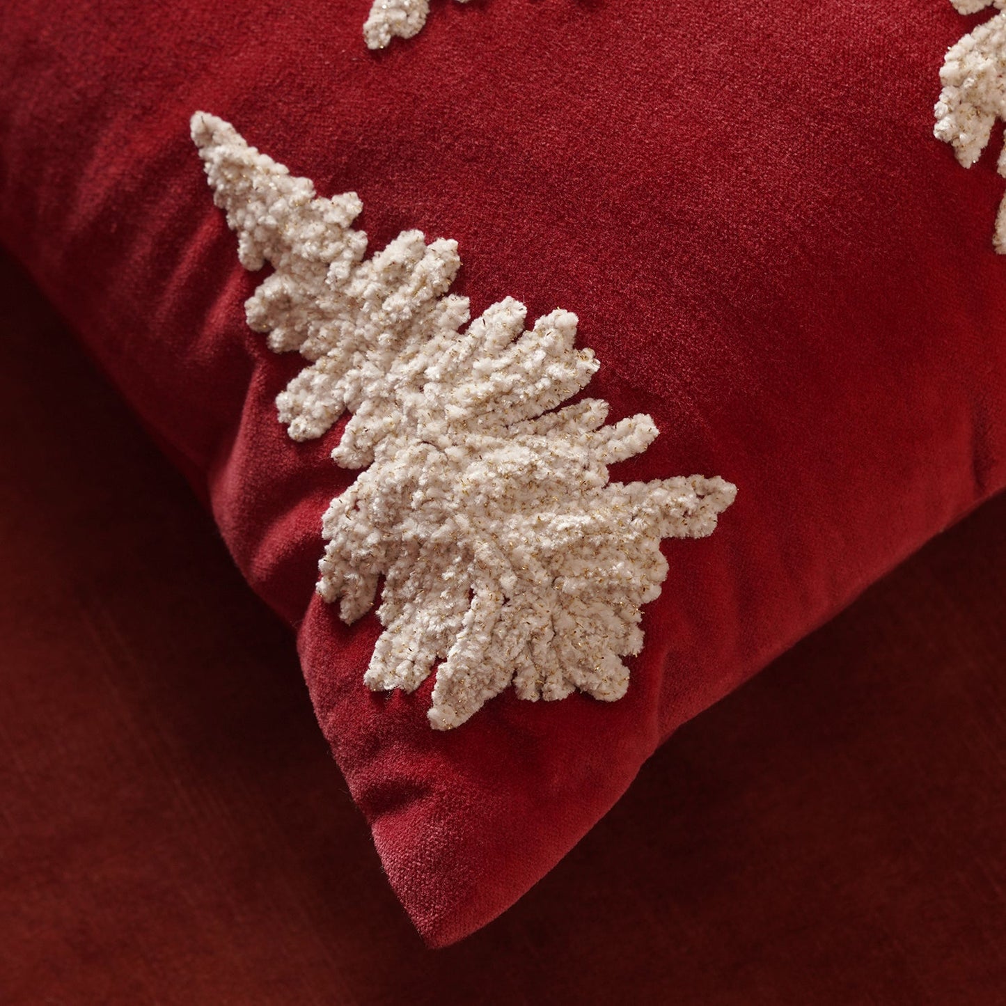 Red Christmas Tree Embroidered Square Cushion Cover