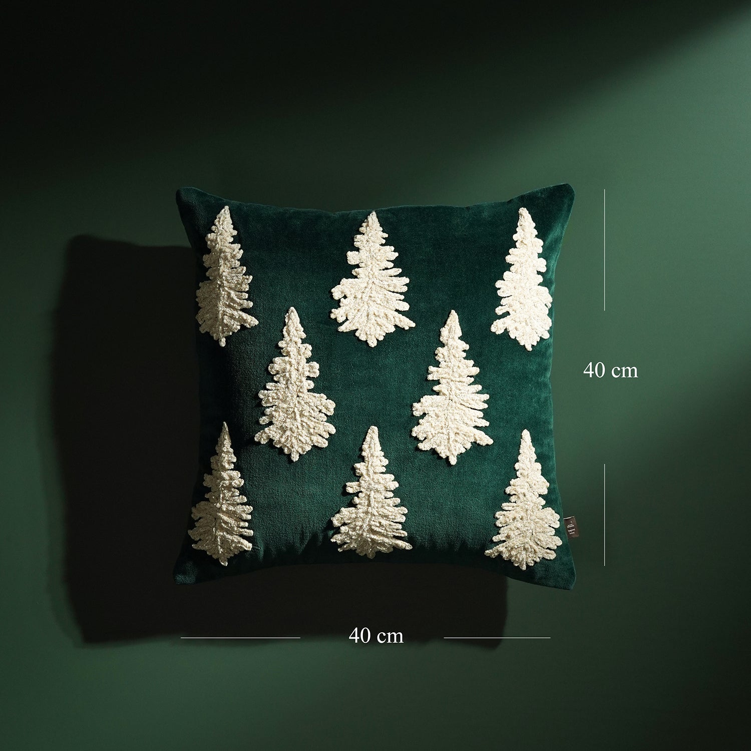 Green Christmas Tree Embroidered Square Cushion Cover