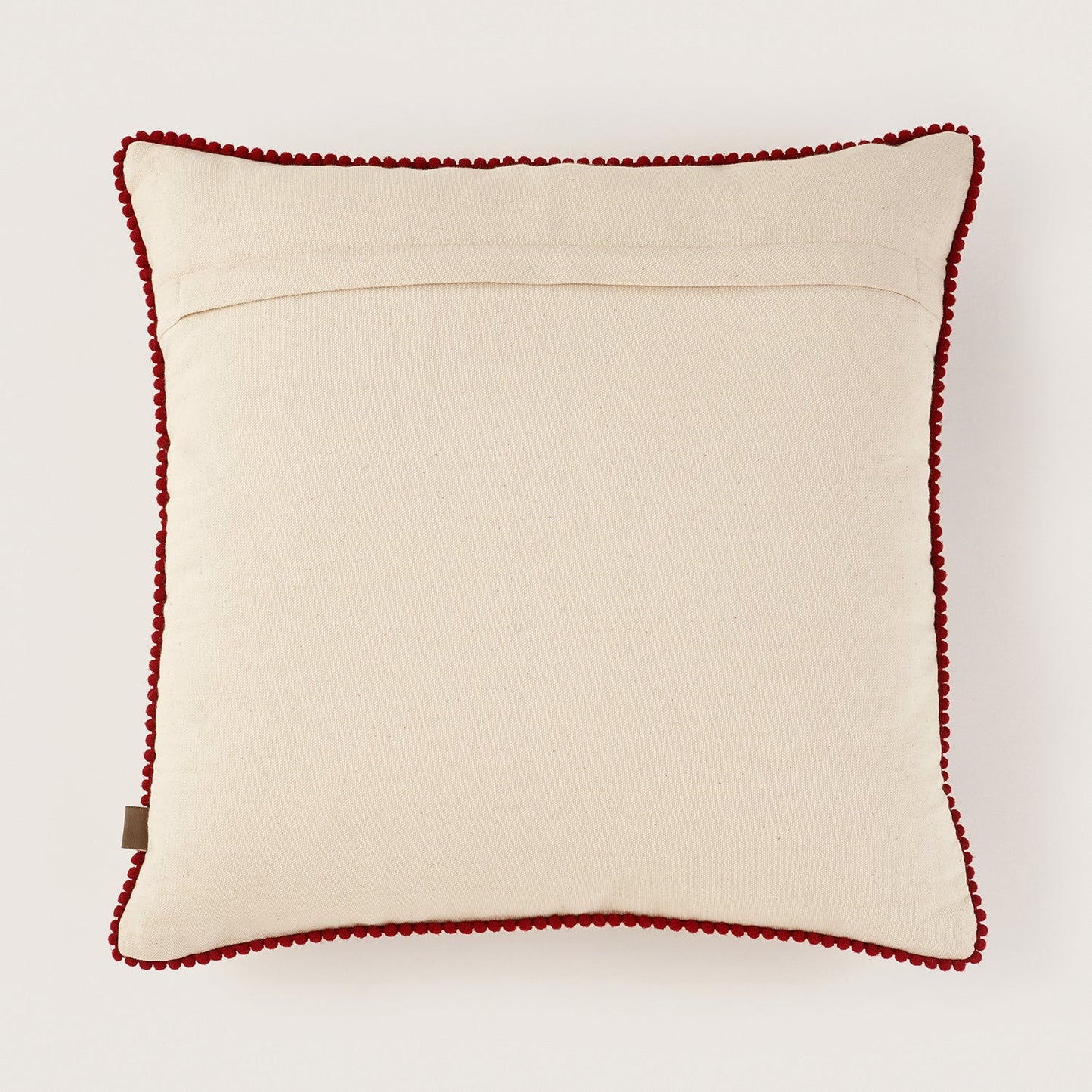 Beige Sleigh Embroidered Square Cushion Cover