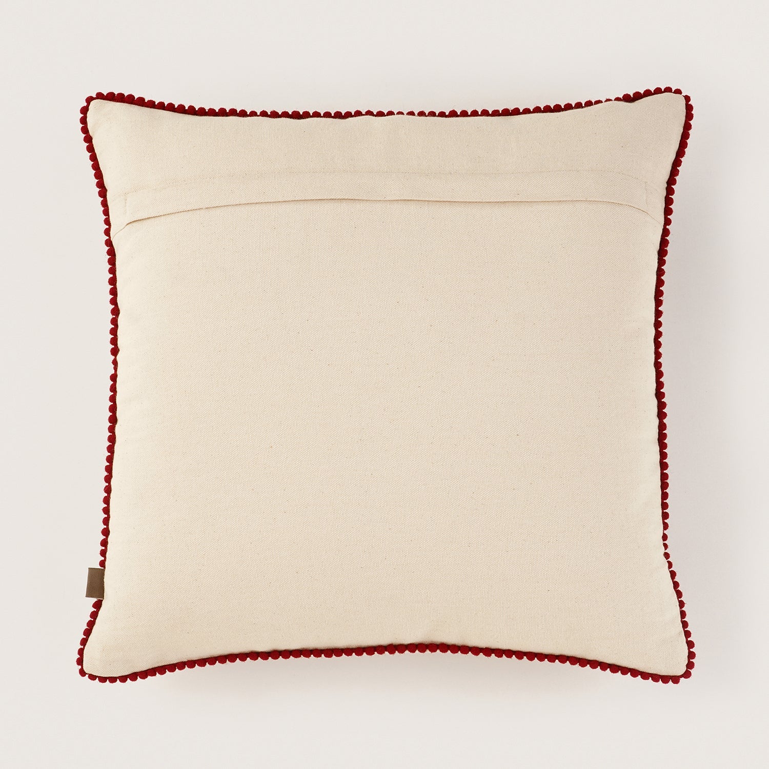 Beige Sleigh Embroidered Square Cushion Cover