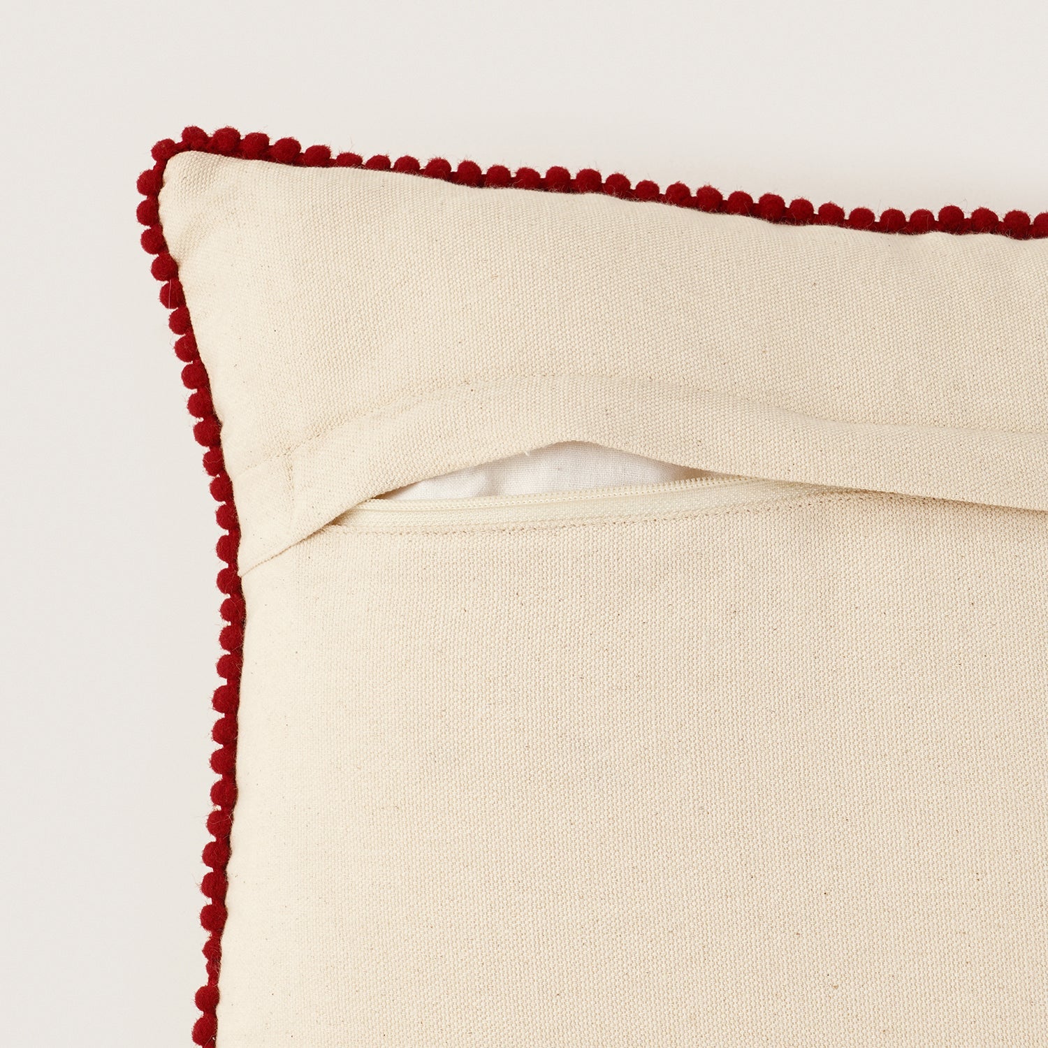 Beige Sleigh Embroidered Square Cushion Cover