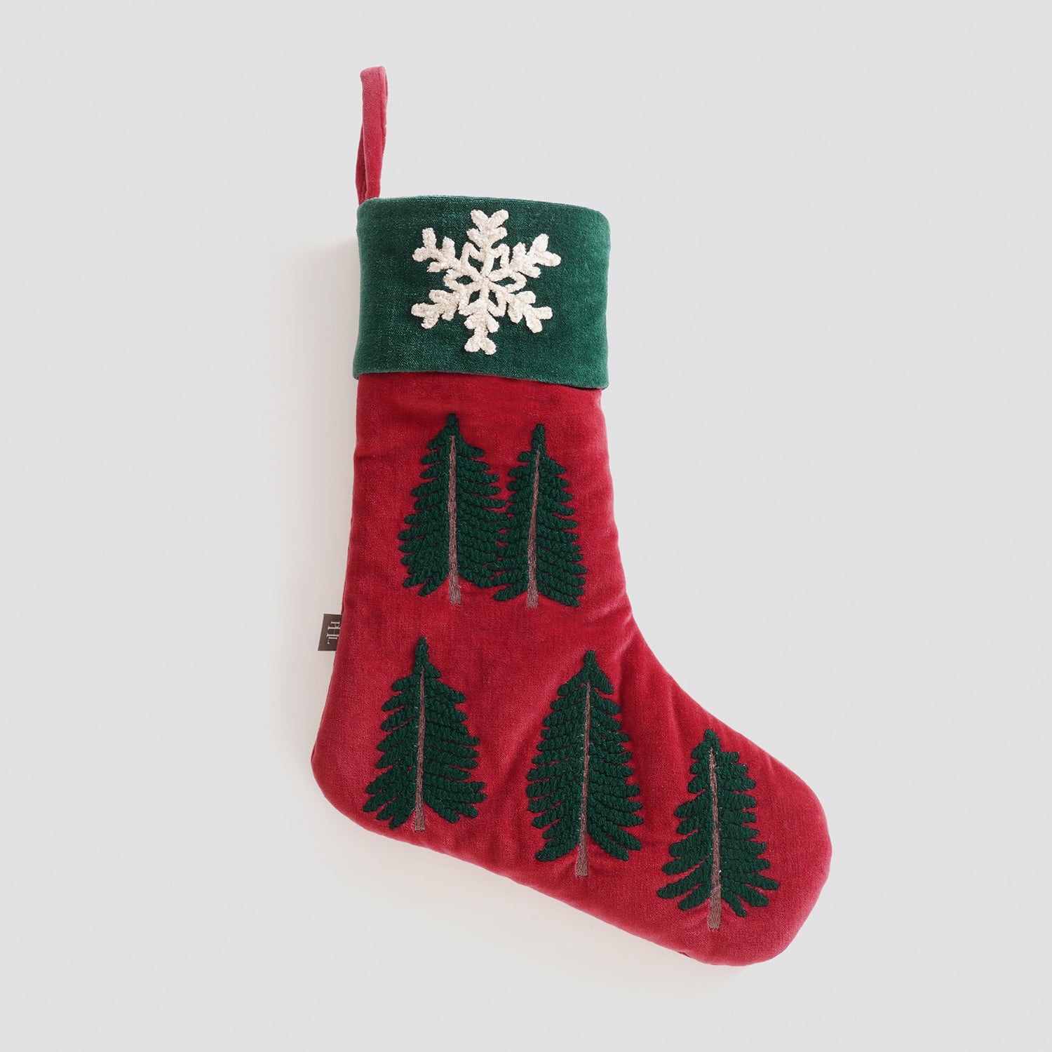 Red Embroidered Velvet Stocking