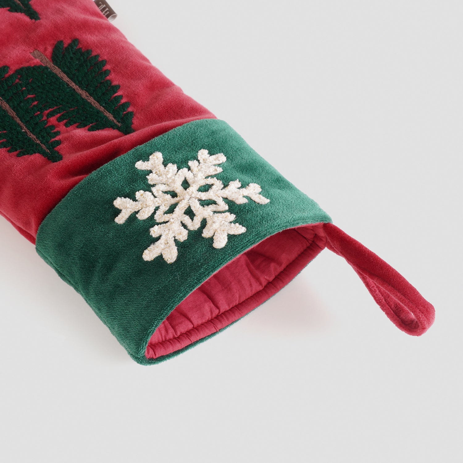 Red Embroidered Velvet Stocking