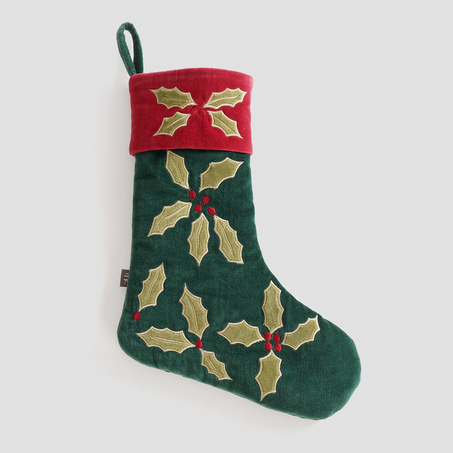 Green Appliqué Work Christmas Stocking