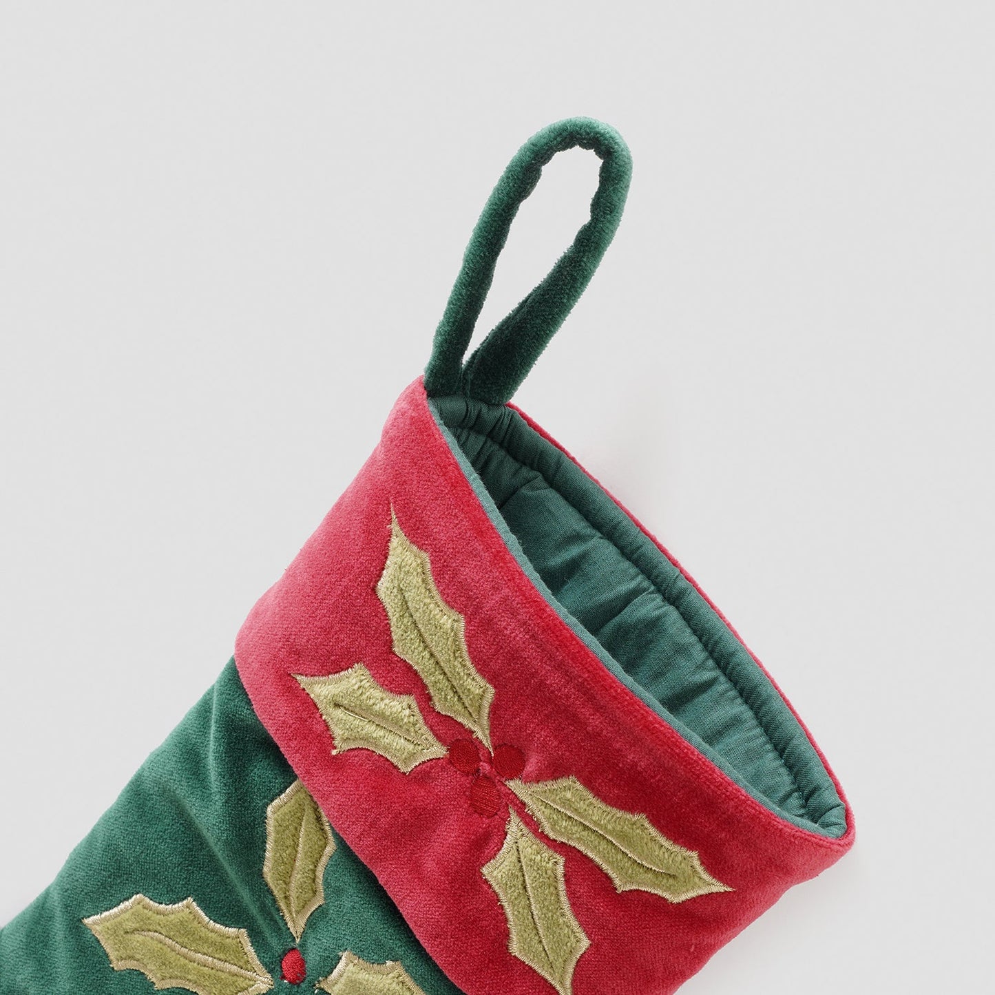 Green Appliqué Work Christmas Stocking